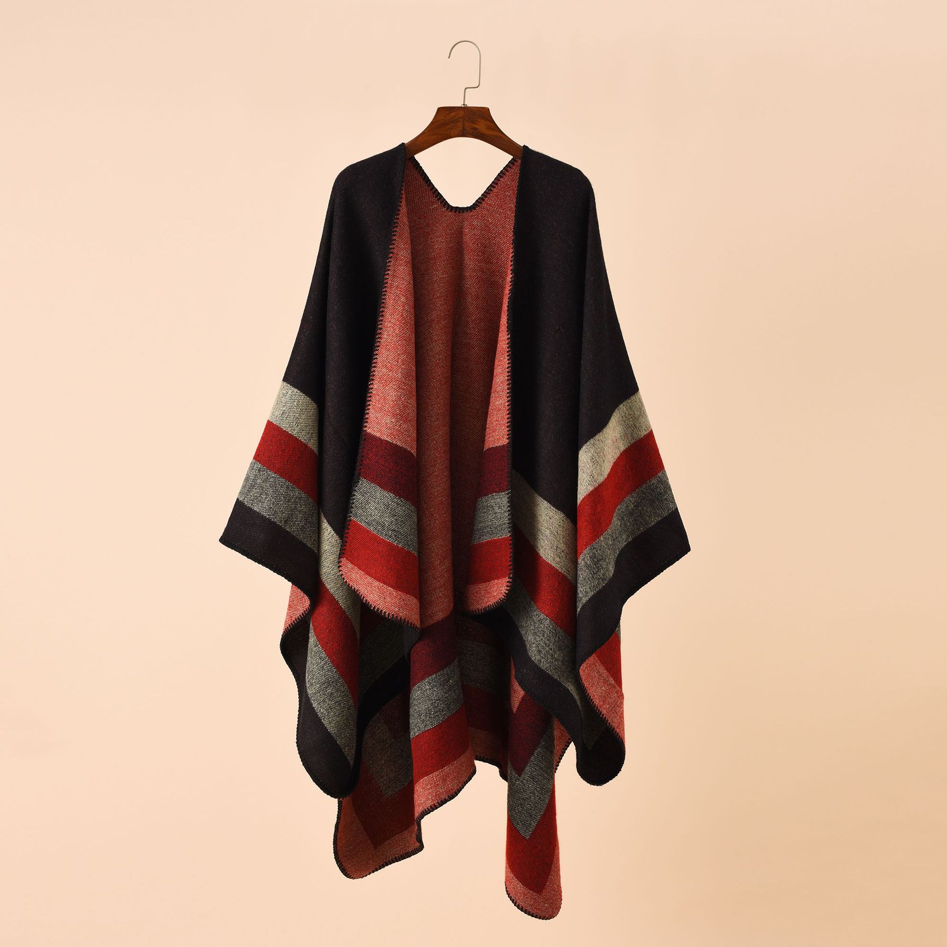 Cashmere Scarf Wrap - Ponchos y capas a cuadros cálidos