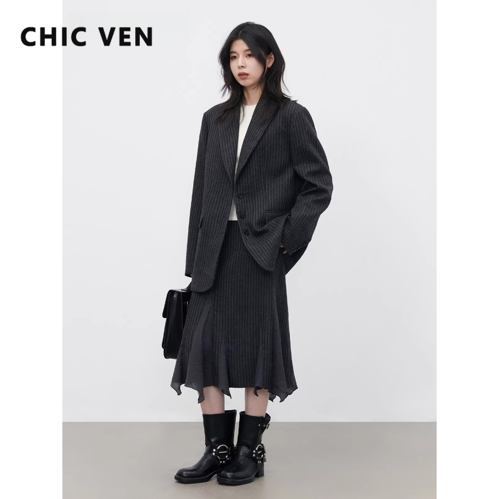 Wool Blend Coat - Conjunto de Falda y Chaqueta de