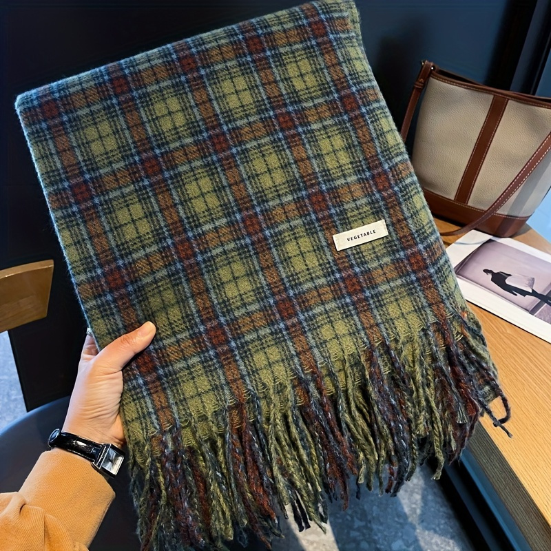 Bufanda con borlas a cuadros v - Cashmere Scarf Wrap reseña y precio