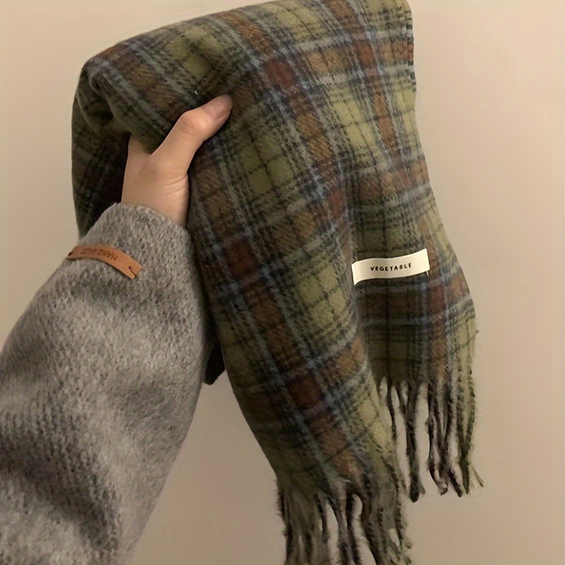 Bufanda con borlas a cuadros v - Cashmere Scarf Wrap reseña y precio