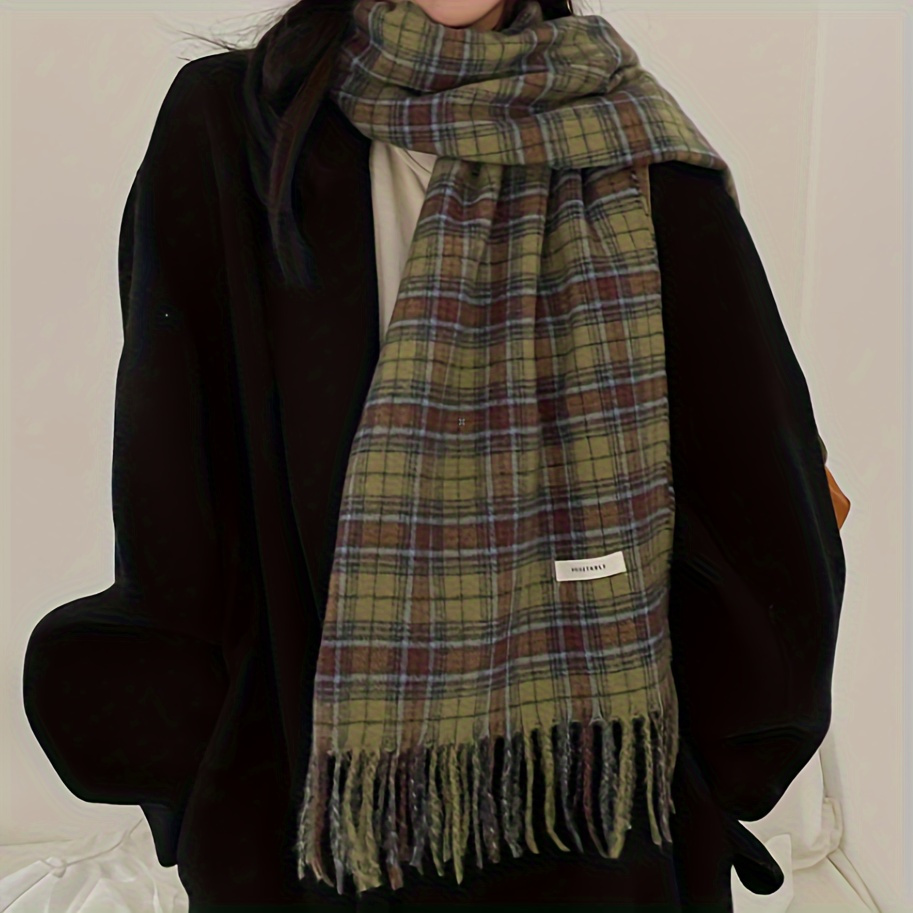 Bufanda con borlas a cuadros v - Cashmere Scarf Wrap reseña y precio