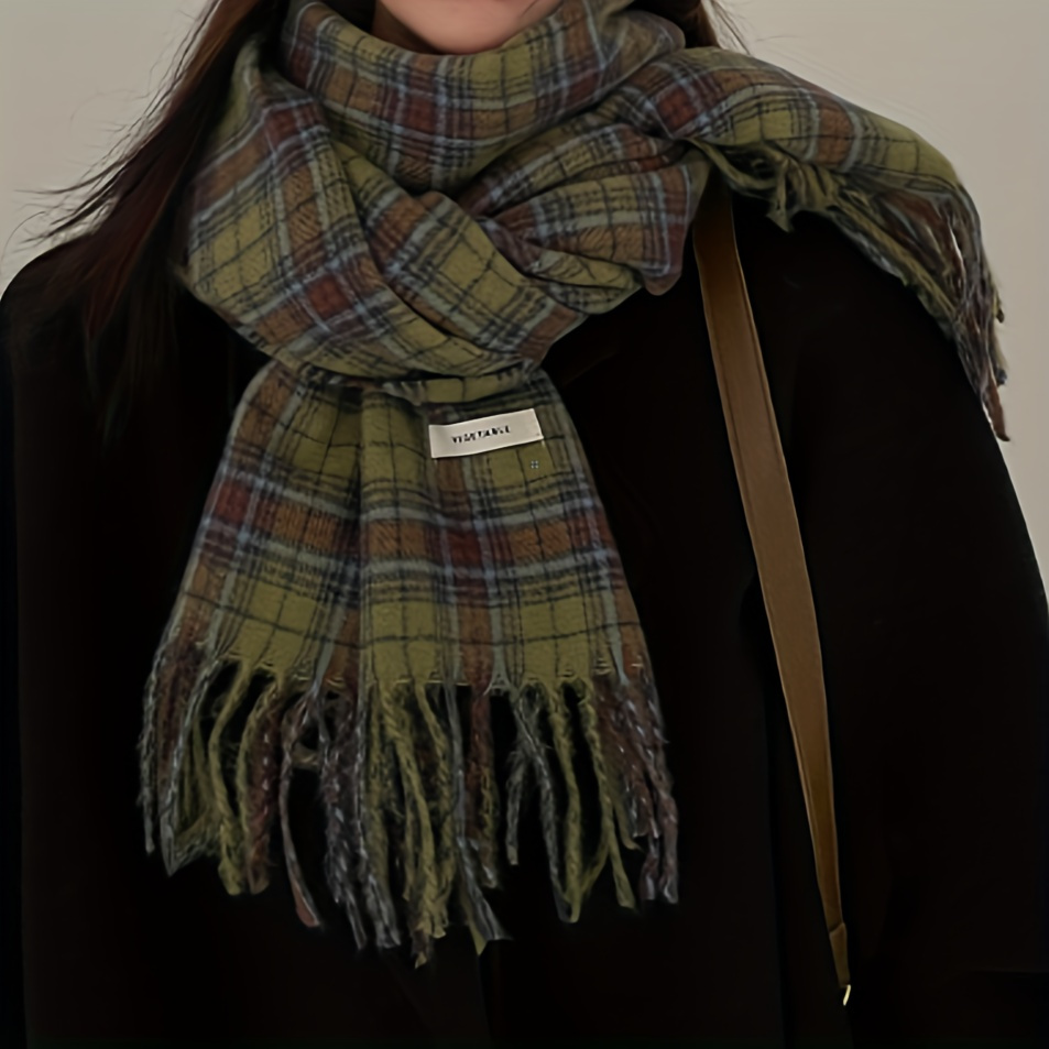 Bufanda con borlas a cuadros v - Cashmere Scarf Wrap reseña y precio