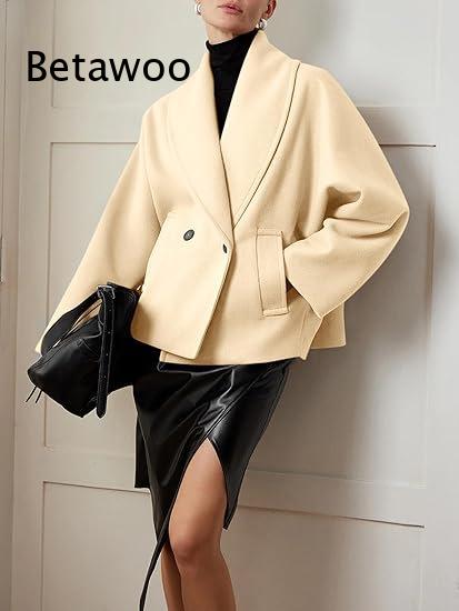 Abrigo Corto Cruzado para Muje - Wool Blend Coat reseña y precio