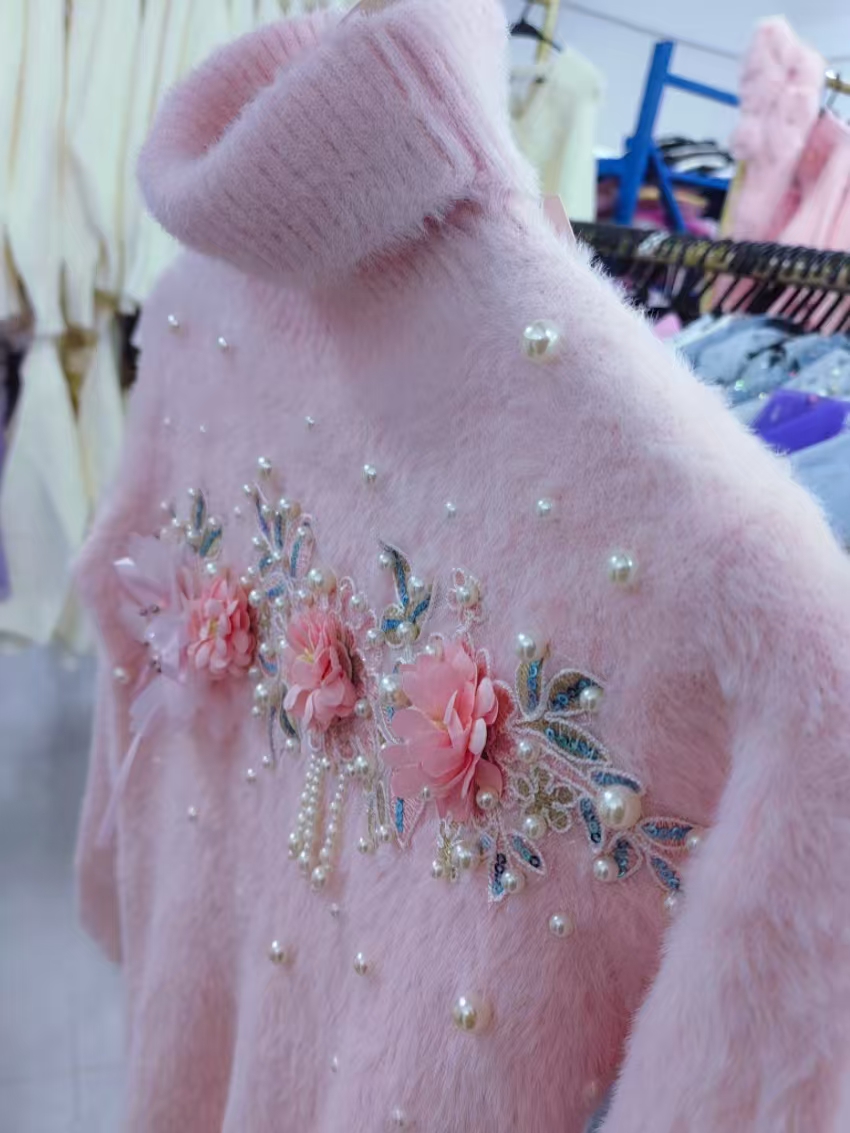 Suéter Rosa Ajustado con Cuell - Winter Clothing Photo reseña y precio