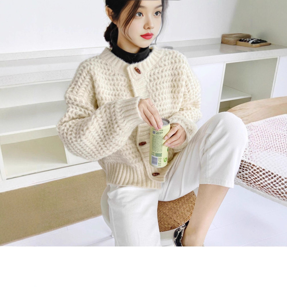 Cárdigan de punto grueso para  - Wool Blend Coat reseña y precio