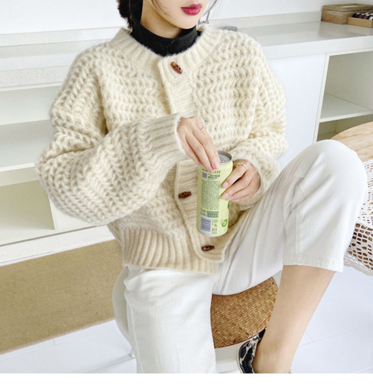 Cárdigan de punto grueso para  - Wool Blend Coat reseña y precio