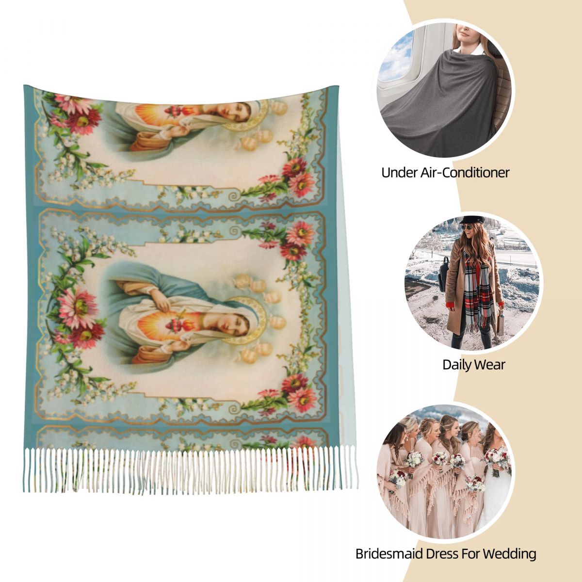 Bufanda con borla de la Virgen - Cashmere Scarf Wrap reseña y precio