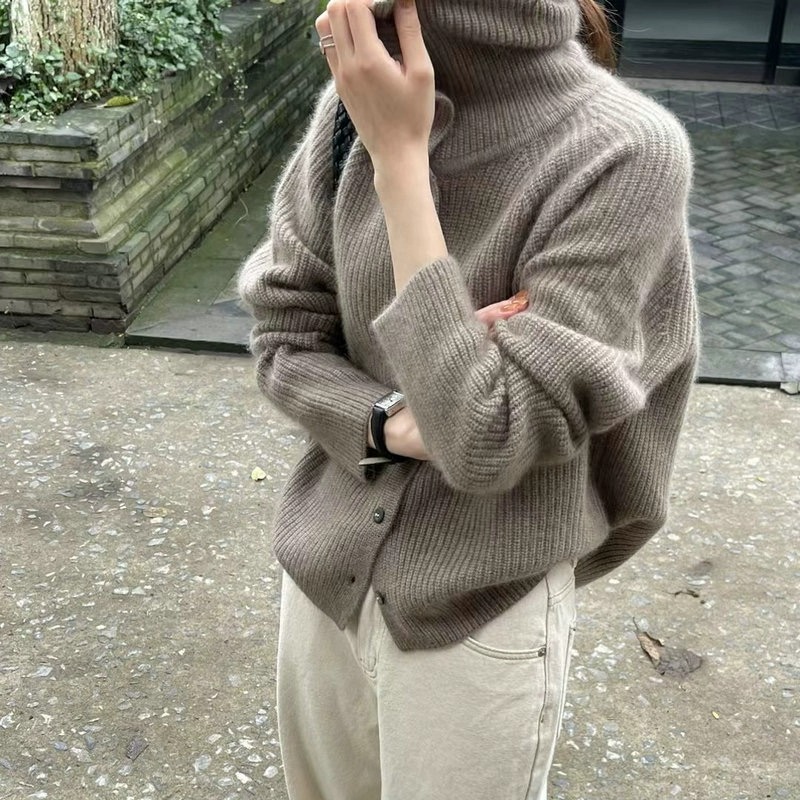 Cárdigan de cuello alto para m - Wool Blend Coat reseña y precio